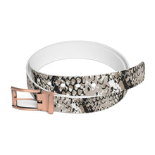 Load image into Gallery viewer, MESOAMERICAN Snakeskin print black buckle belt