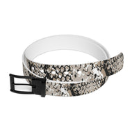 MESOAMERICAN Snakeskin print black buckle belt